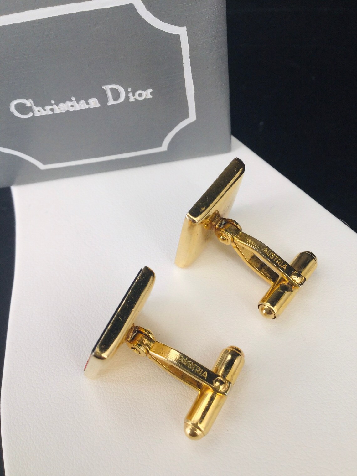 Vintage Christian Dior Cufflinks Glass Inlaid | Etsy