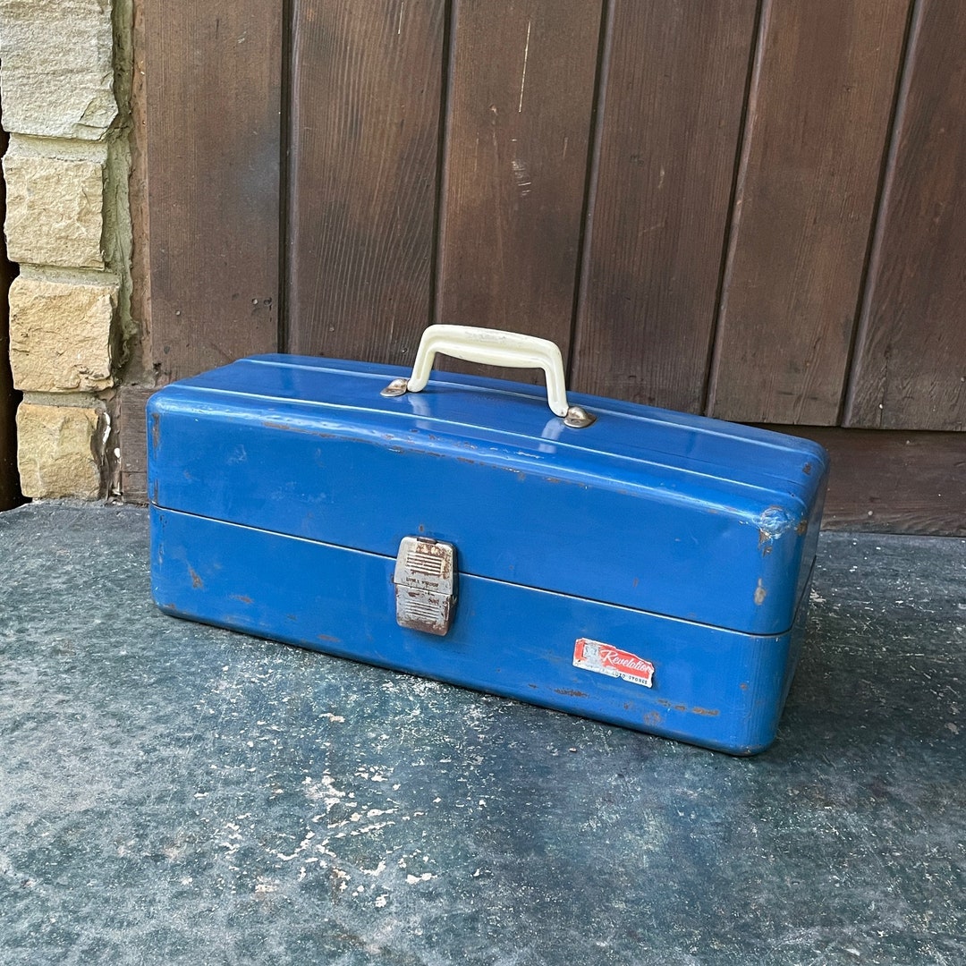 1960s Blue Union Steel Chest Toolbox Auto Revelation Vintage