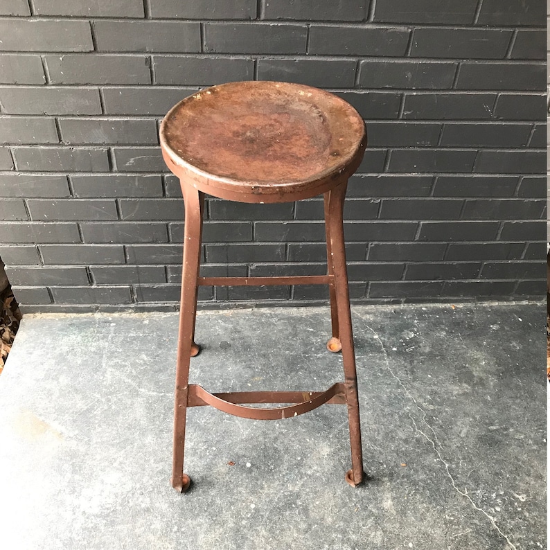 Vintage 1950s Industrial Tall Shop Stool Artist Craftsman WorkShop