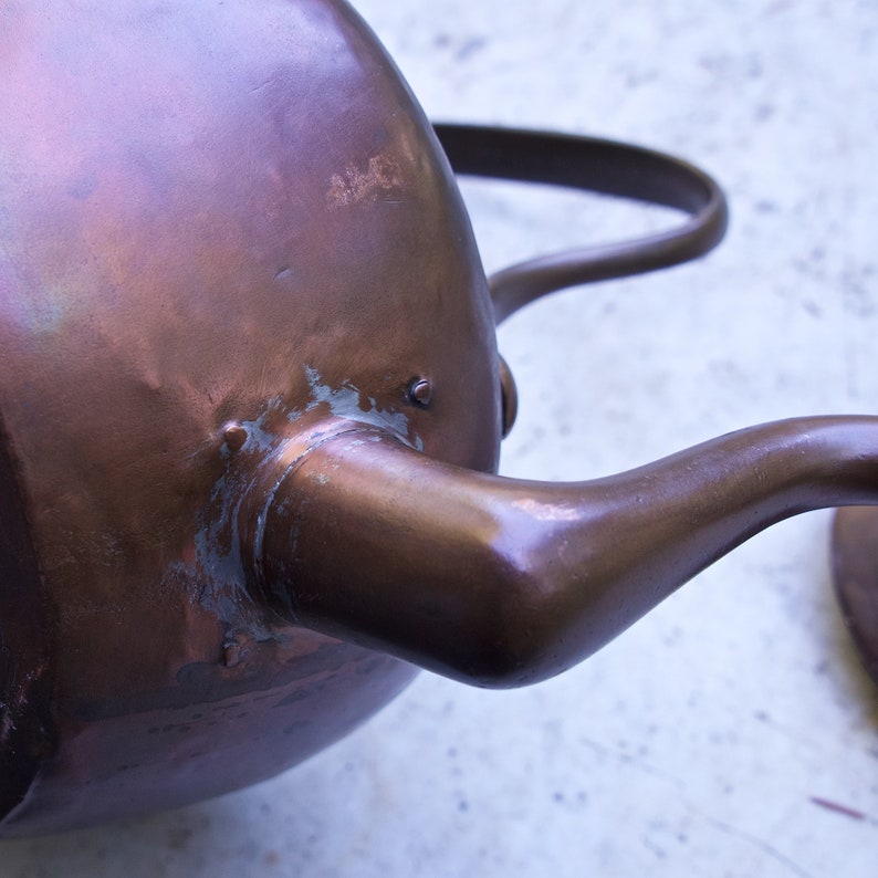 Large Antique 19th Century Copper Kettle Teapot Tea Coffee Western Old West Saloon Tavern Pot Victorian image 7