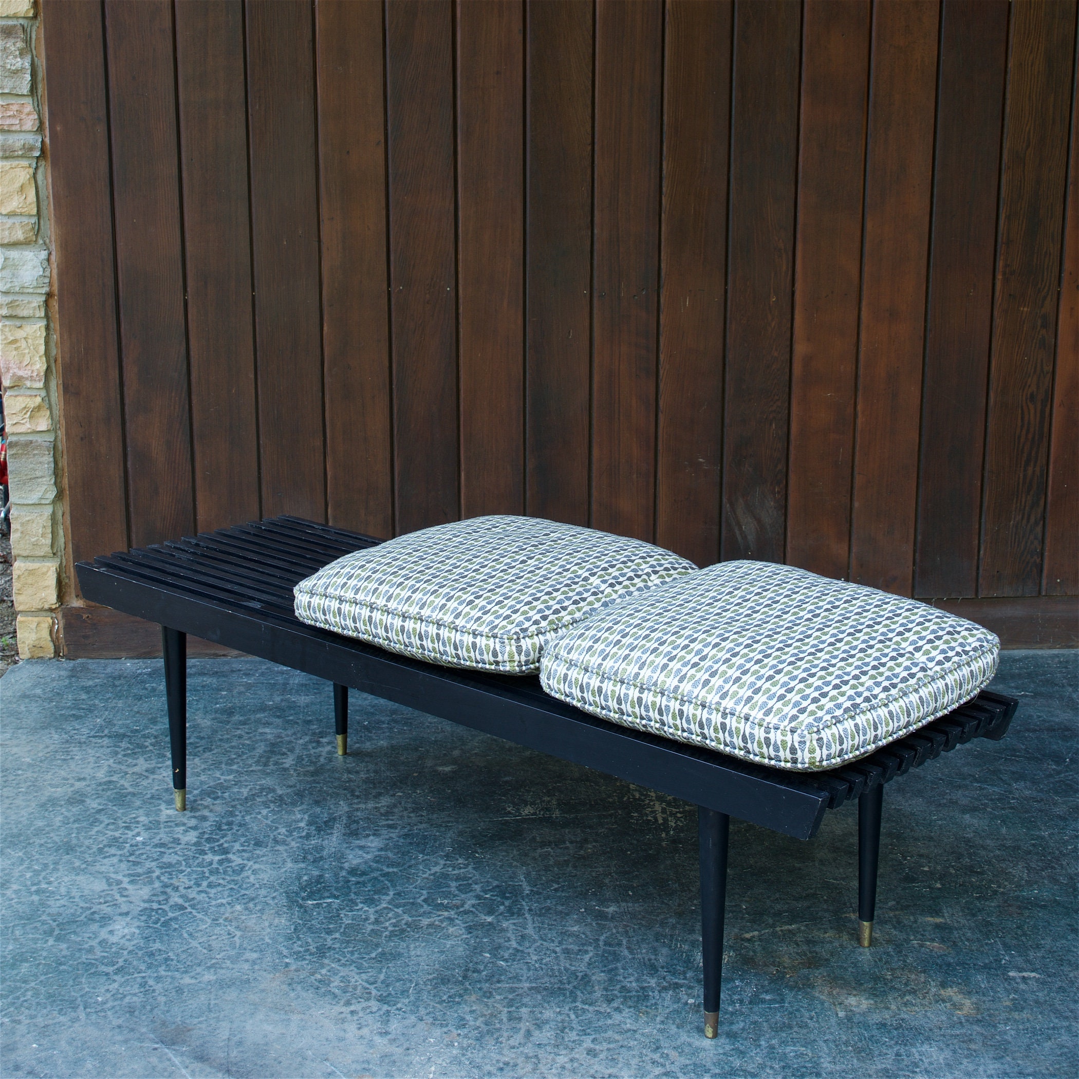Vintage mid online century slat bench
