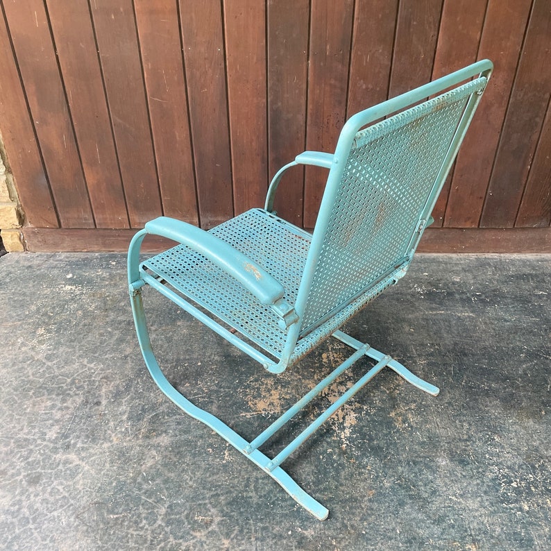 Art Deco Howell Spring Chair Vintage Rare Mid-Century Armchair Metal Porch Outdoor Patio Furniture image 4