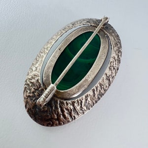 Helsinki Finland Erik Granit Brooch Sterling Malachite Modernist image 6