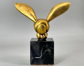 1970s BEE Sculpture on Black Porto Gold Marble Base by Gaston Lachaise