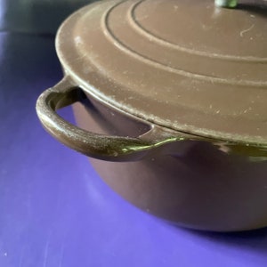 Vintage Le Creuset Pot Lid Chocolate Brown Enamel Cast Iron image 3
