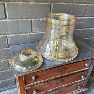 Cookie Jar Liberty Bell Philadelphia Glass Vintage Mid-Century Kitchen Lidded Container image 5