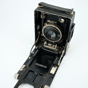 Vintage Folding Camera Voigtlander Bergheil 9 x 12 Heliar f4.5 13.5cm 135mm Compur image 8