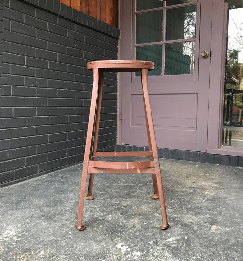 Vintage 1950s Industrial Tall Shop Stool Artist Craftsman WorkShop