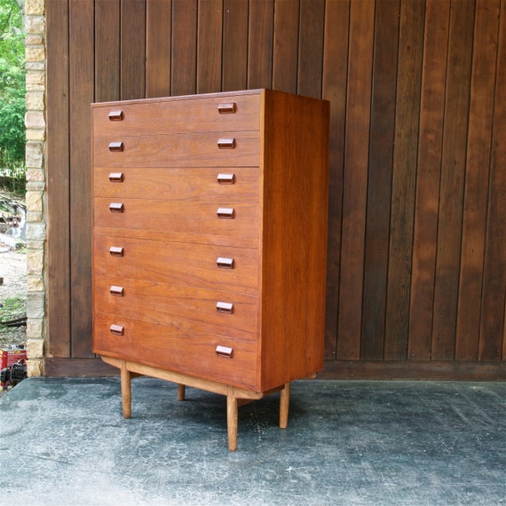 Vintage 1950s Danish Teak Highboy Tall Dresser Chest Drawers - Etsy