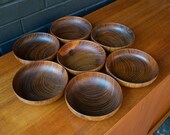 7 Mid-Century Teak Studio Craft Bowls Round Bottom Danish Scandinavian Denmark Finn Juhl Bojesen USA