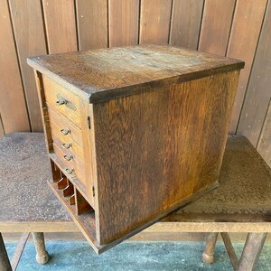 Quarter Sawn Oak Cabinet End Table Mail Pigeon Hole Chest Vintage Office Post Factory Furniture Industrial Mercantile image 5