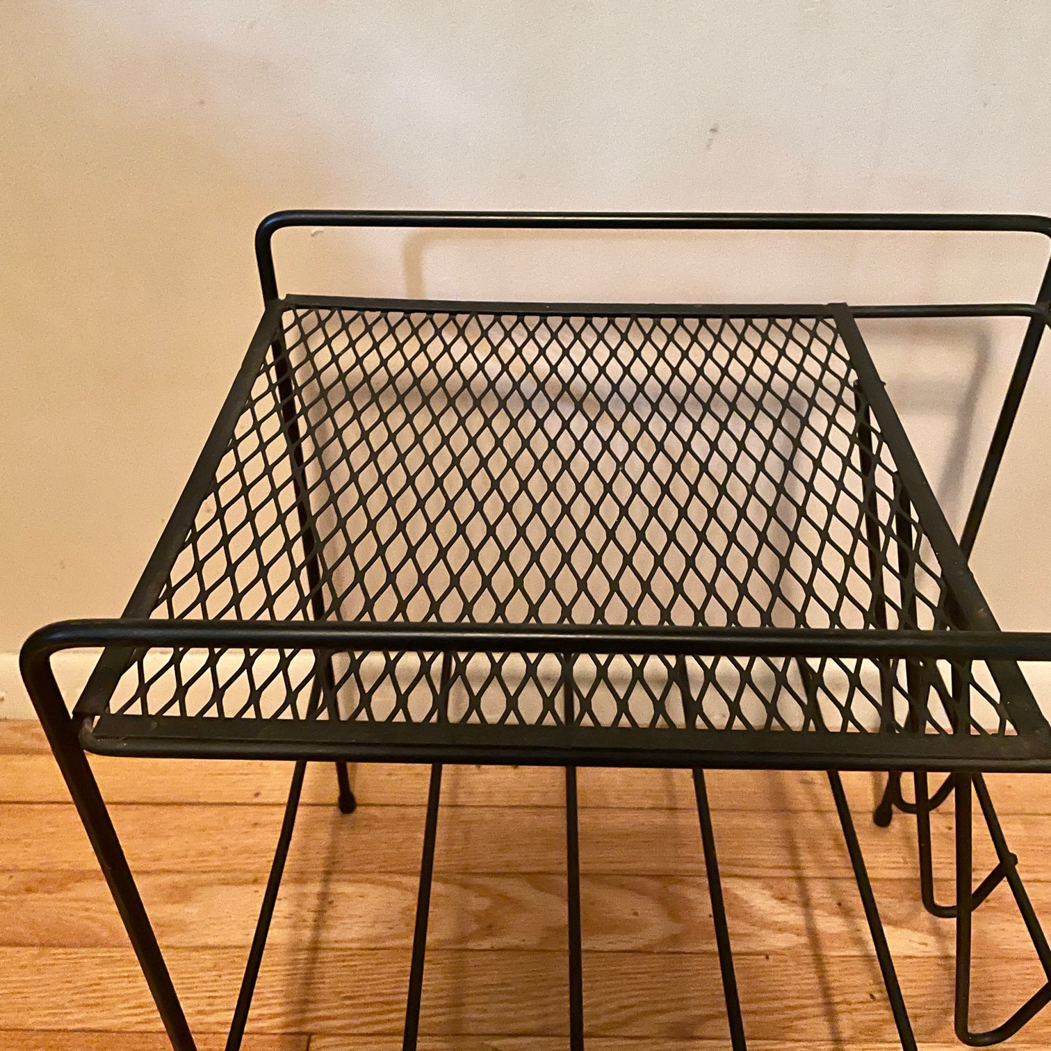 1950s Atomic Side Table Plant Stand Vinyl Record Holder Wire Mesh