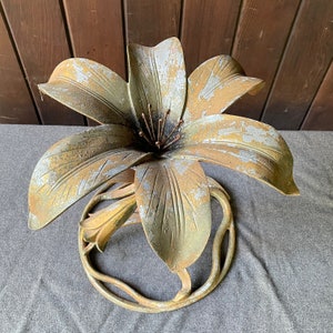 Vintage 1960s Cast Aluminum Flower Sculpture Mid-Century Modern Salvage image 4