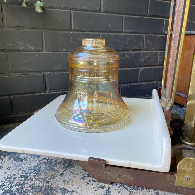 Cookie Jar Liberty Bell Philadelphia Glass Vintage Mid-Century Kitchen Lidded Container image 2