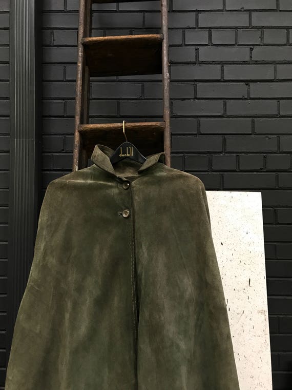 Olive Suede Cape Bergdorf Goodman France New York 