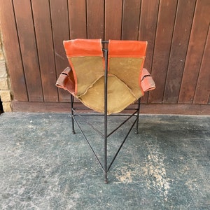 1950s Jerry Johnson Iron Rod Leather Sling Chair Vintage Mid-Century Modern image 4