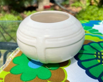 Vintage 1950s Art Deco Planter Pot White Stoneware