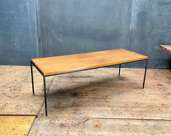 1950 Paul McCobb Coffee Table Tobacco Iron Rod Early Production Glide Feet Worn Surface Vintage Mid-Century Modern