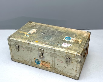 1950s Aluminum Air Freight Trunk Vintage Mid-Century Pan Am