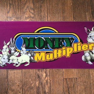 Casino Glass Sign Money Multiplier Glass Arcade Bar Art Slots Panel Vintage 1 Arm Bandit Gambling Artwork Design Easter Bunny Rabbit image 1