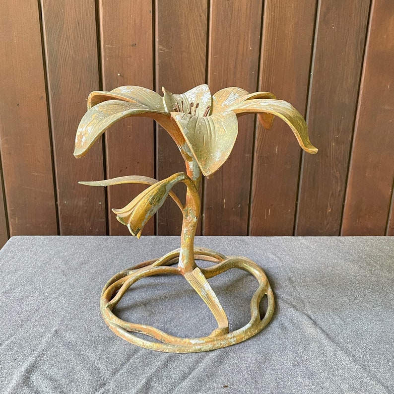 Vintage 1960s Cast Aluminum Flower Sculpture Mid-Century Modern Salvage image 2