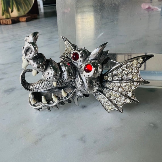 Hattie Carnegie Dragon Brooch Signed Figural Pin