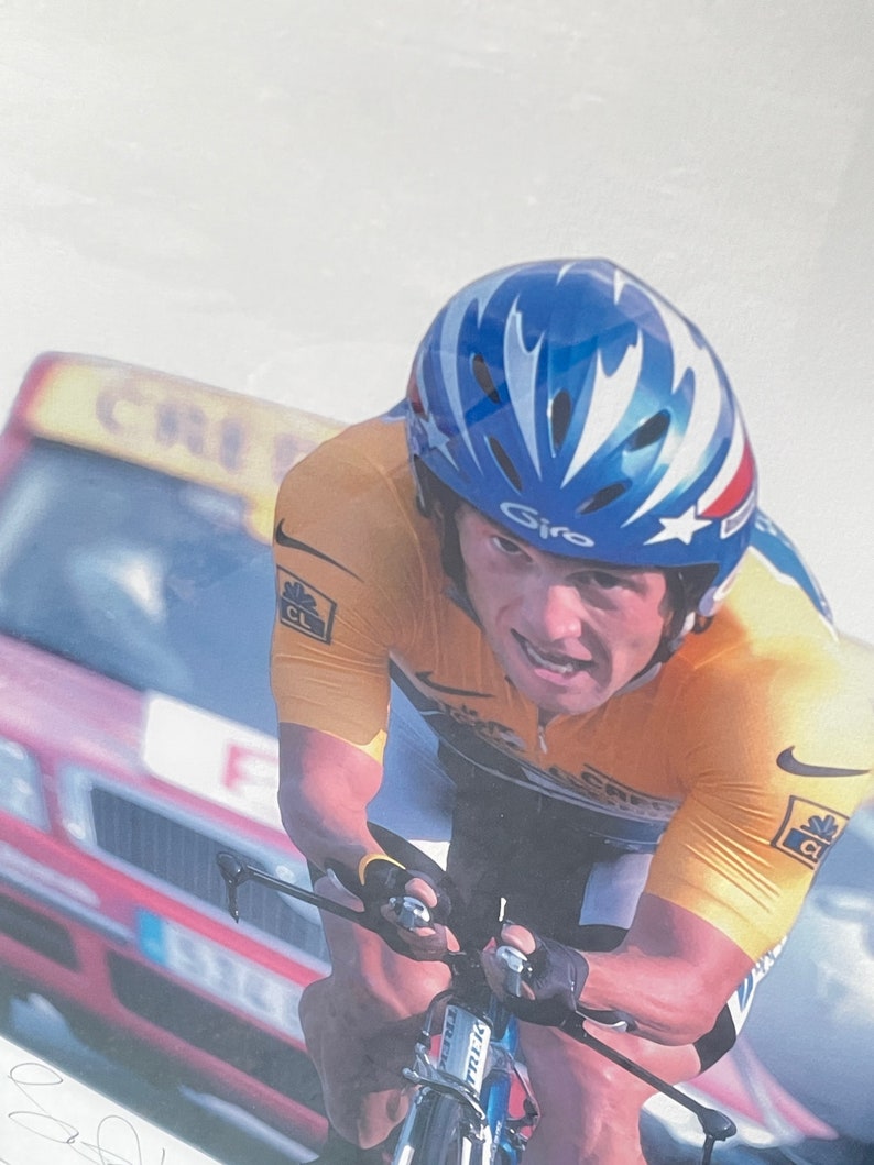 Lance Armstrong Bicycle Racer Large Autographed Photo Giclee Poster Vintage Cycle Time Trial image 2