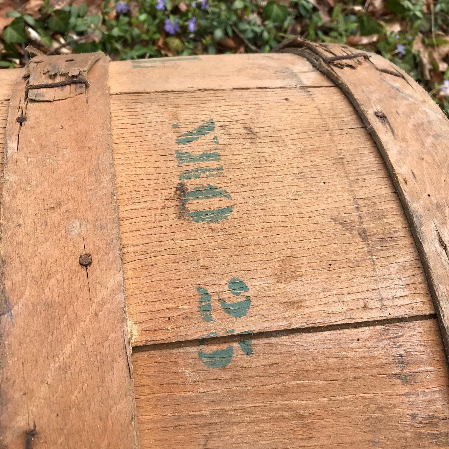 Textile Barrel Vintage Industrial Wooden German Munich 1950s Mid-Century Factory Warehouse Trash Can Canister Basket by BrainWashington
