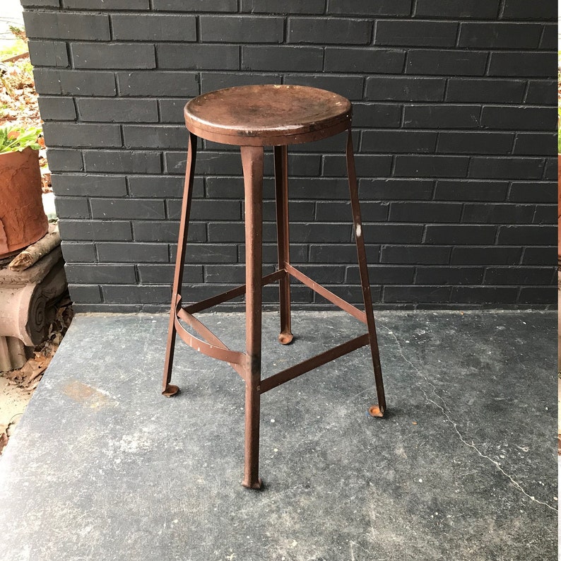 Vintage 1950s Industrial Tall Shop Stool Artist Craftsman WorkShop