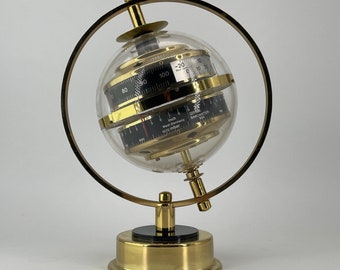 1970s Sputnik Barometer Table Sculpture Vintage Mid-Century Modernist Black and Gold McM