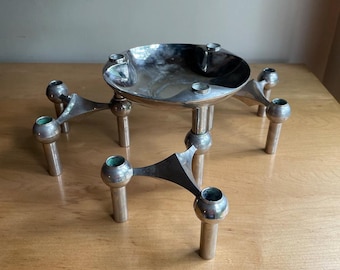Fritz Nagel & Ceasar Stoffi Vintage Nickel Candleholder Mid-Century Modular Design