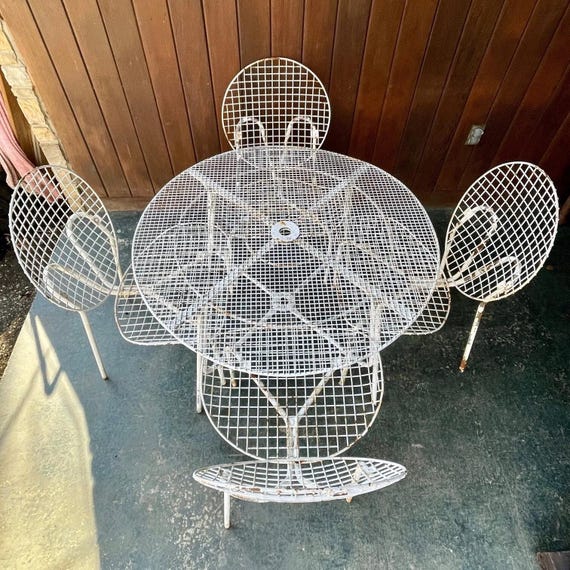 Vintage Outdoor Wire Patio Set Chairs Table Mid-century Modern - Etsy