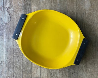 Yellow Cathrineholm Holland Yellow Enamelware Paella Casserole Dish Pan Vintage XXL Serving Tray Bowl Centerpiece Enamel Vintage Mid-Century