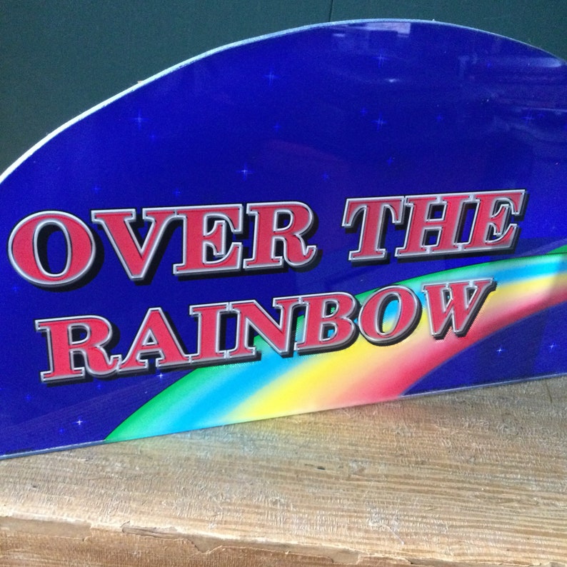 Over the Rainbow Glass Arcade Bar Art Slots Sign Casino 1 Arm Bandit Topper Slot Machine Panel Vintage Gambling Artwork Design image 1