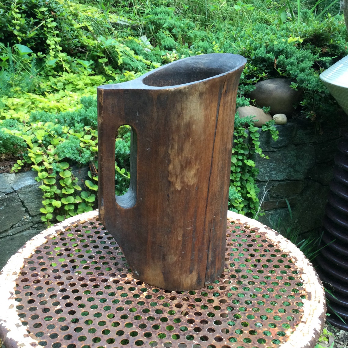 Primitive Wood Pitcher Noggin Treenware Etsy