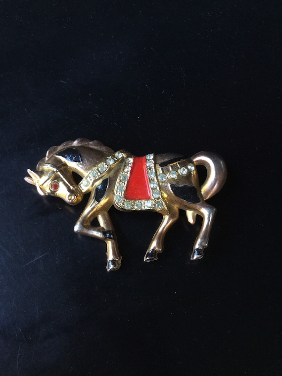 Vintage Horse Brooch Pin Figural Carosel Mid-Centu
