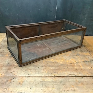 Oak Glass Display Cabinet Open Top Vintage Industrial General Store Jewelry Watches Mercantile Trade Retail Boutique Case image 1