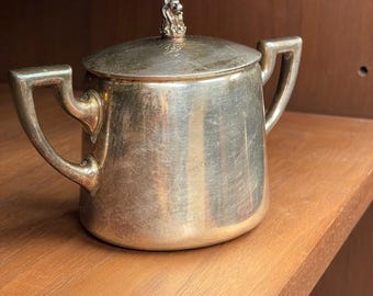 Ritz-Carlton Hotel Lion Head Silverplate Sugar Bowl Gebruder Hepp Vintage Mid-Century