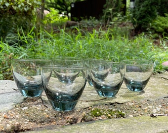 6 Smoke Glass Cups Vintage Mid-Century Modern