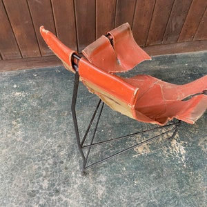 1950s Jerry Johnson Iron Rod Leather Sling Chair Vintage Mid-Century Modern image 5