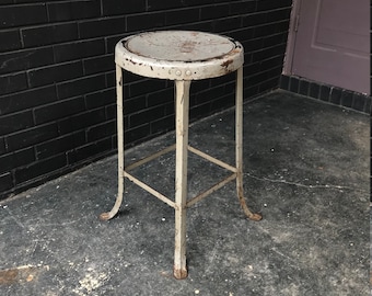 Vintage Industrial  Forged Frame Workshop Stool Shop Garage Slope-Foot Toledo UHL Metal Company