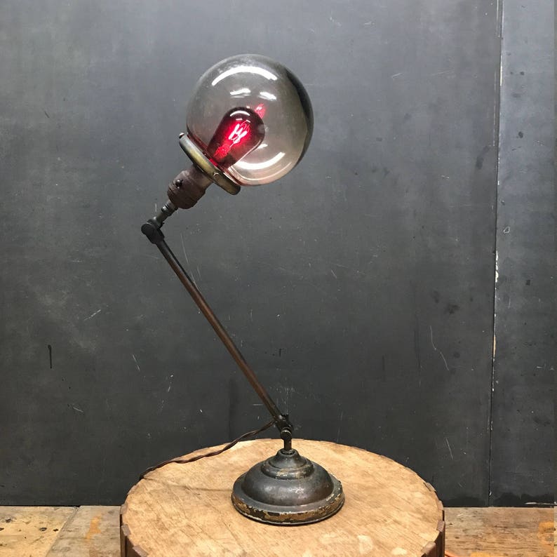Old Victorian Brass Articulate Bubble Ball Industrial Table Lamp Vintage Antique image 1