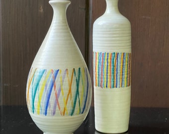 Vintage Ceramic Vase Pair Mid-Century