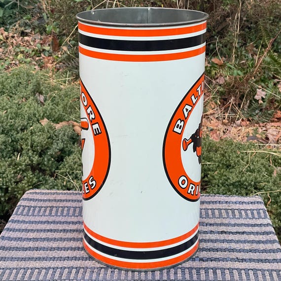 1980s Orioles Metal Trash Can World Series Team Vintage Mid