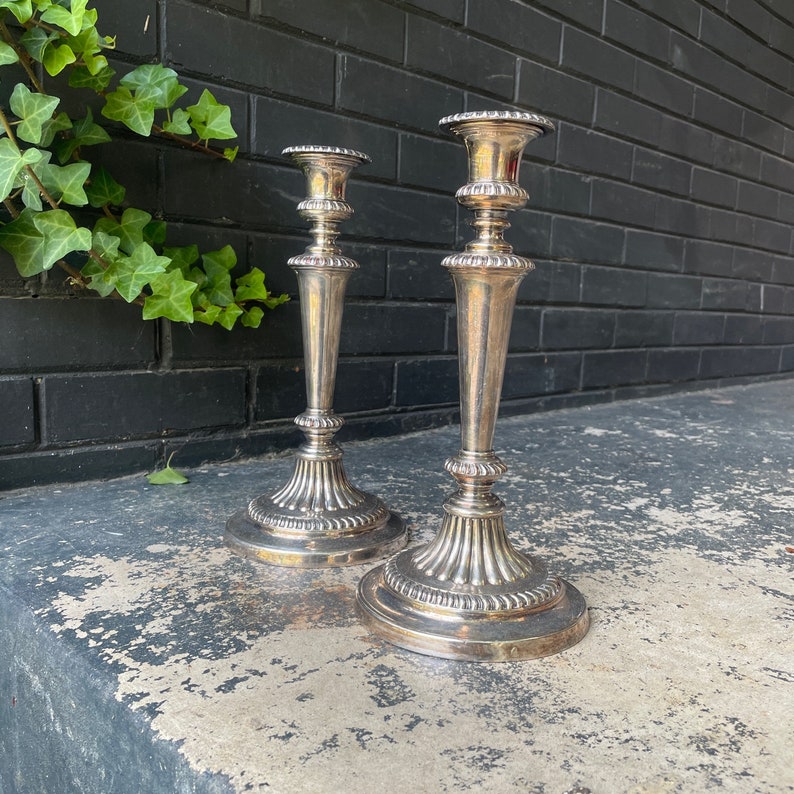 Silver Plated Candlesticks Weighted Older Vintage image 3