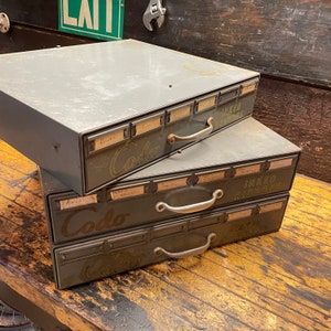 Vintage CODO Ink Ribbon Metal Chest of Drawers Industrial Garage Shop Storage Desktop Tabletop Cabinet image 3