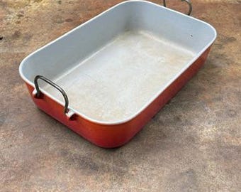 Vintage Le Creuset Professional Roaster Casserole Pan #40 Steel Wire Drop Handles Large 16 x 10 Cake Lasagna Mid-Century