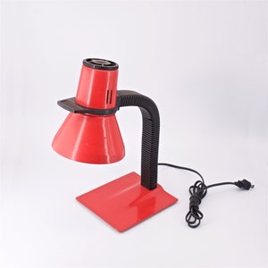 1980s Red Desk Lamp Vintage Mid-Century Warhol Esotsass Panton Era Psychedelic Minimalism image 2