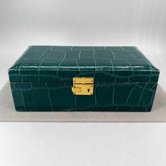 Vintage Green & Burgundy Jewelry Box - image 2