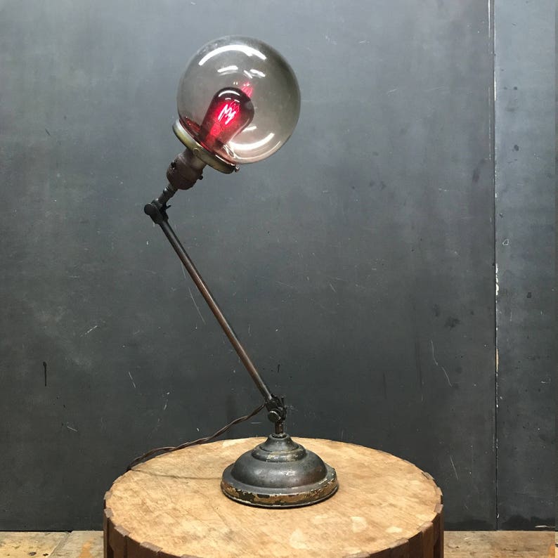 Old Victorian Brass Articulate Bubble Ball Industrial Table Lamp Vintage Antique image 3